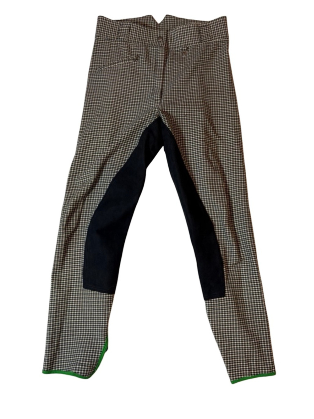 Cavallo Plaid Equestrian Riding Breeches Pants Black Knee Patch 32L